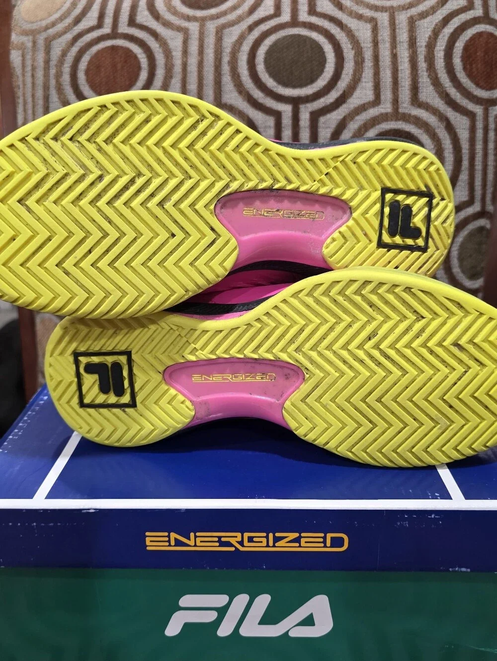FILA Speedserve Energized Women's Sz 10 Tennis Shoes Pink Yellow *worn once*